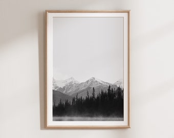 Mountain Print, Black and White Print, Mountain Art Print, Gift for Men, Printable Art, Landscape Print, Nature Photography Scandinavian Art