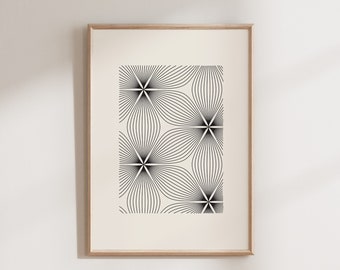 Geometric Printable Wall Art, Digital Print, Neutral Wall Art, Mid Century Modern, Abstract Floral Art Print, Digital Download