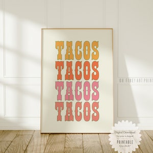 Tacos Printable Kitchen Wall Art, Digital Download, Mexican Food Poster Print, Colorful Western Decor
