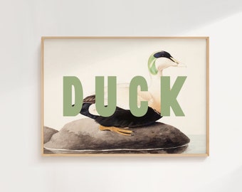 Vintage Duck Painting, PRINTABLE Wall Art, Cottage Decor, Kids Room Art Print, Digital Prints Download A51