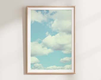 Cloud Print, Printable Art, Nursery Wall Art, Large Wall Art Print, Cloud Photography, Prints, Pastel Blue Wall Decor, Digital Download