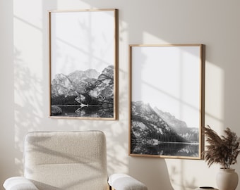 Mountain Wall Art Prints, Set of 2 Prints, Black and White Prints, Nature Photography, Landscape Posters, PRINTABLE Art Print Download