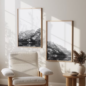 Mountain Wall Art Prints, Set of 2 Prints, Black and White Prints, Nature Photography, Landscape Posters, PRINTABLE Art Print Download