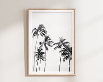 Palm Tree Print, Tropical Wall Art Prints, Large Art, Black and White Prints, PRINTABLE Art, Hawaii Poster, Minimalist Palm Tree Wall Art