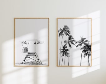 Printable Beach Wall Art, Set of 2 Prints, Living Room Wall Art Prints, Black and White Prints, Beach Prints, Wall Decor