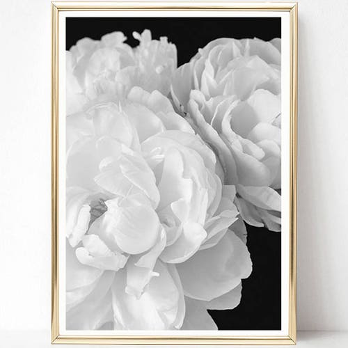 Flower Print Printable Art Black and White Prints Floral - Etsy