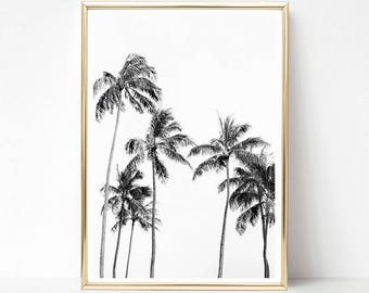 Palm Tree Print, Tropical Wall Art Prints, Palm Print, Black and White Prints, PRINTABLE Art, Hawaii Poster, Minimalist Palm Tree Wall Art