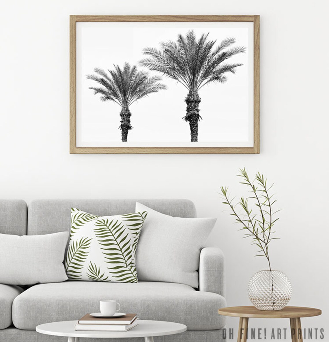 Palm Tree Print Black and White Art Prints Tropical Wall | Etsy