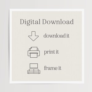 Puede incluir: Gr&aacute;fico de descarga digital con instrucciones. El texto dice "Descarga digital" encima de una flecha que apunta hacia abajo con las palabras "desc&aacute;rgalo". Debajo hay un icono de impresora con las palabras "impr&iacute;melo" y un icono de sof&aacute; con las palabras "enm&aacute;rcalo".