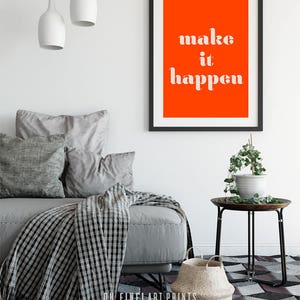 Make it Happen, Printable Quote, Dorm Decor, Motivational Quote Print, Red Typography Poster, PRINTABLE Wall Art, Office Decor image 9
