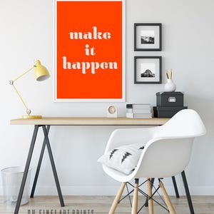 Make it Happen, Printable Quote, Dorm Decor, Motivational Quote Print, Red Typography Poster, PRINTABLE Wall Art, Office Decor image 7