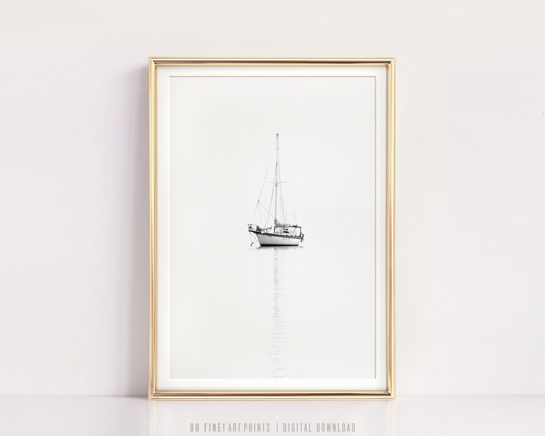 Sailboat Print, Black and White Print, Printable Wall Art Prints ...