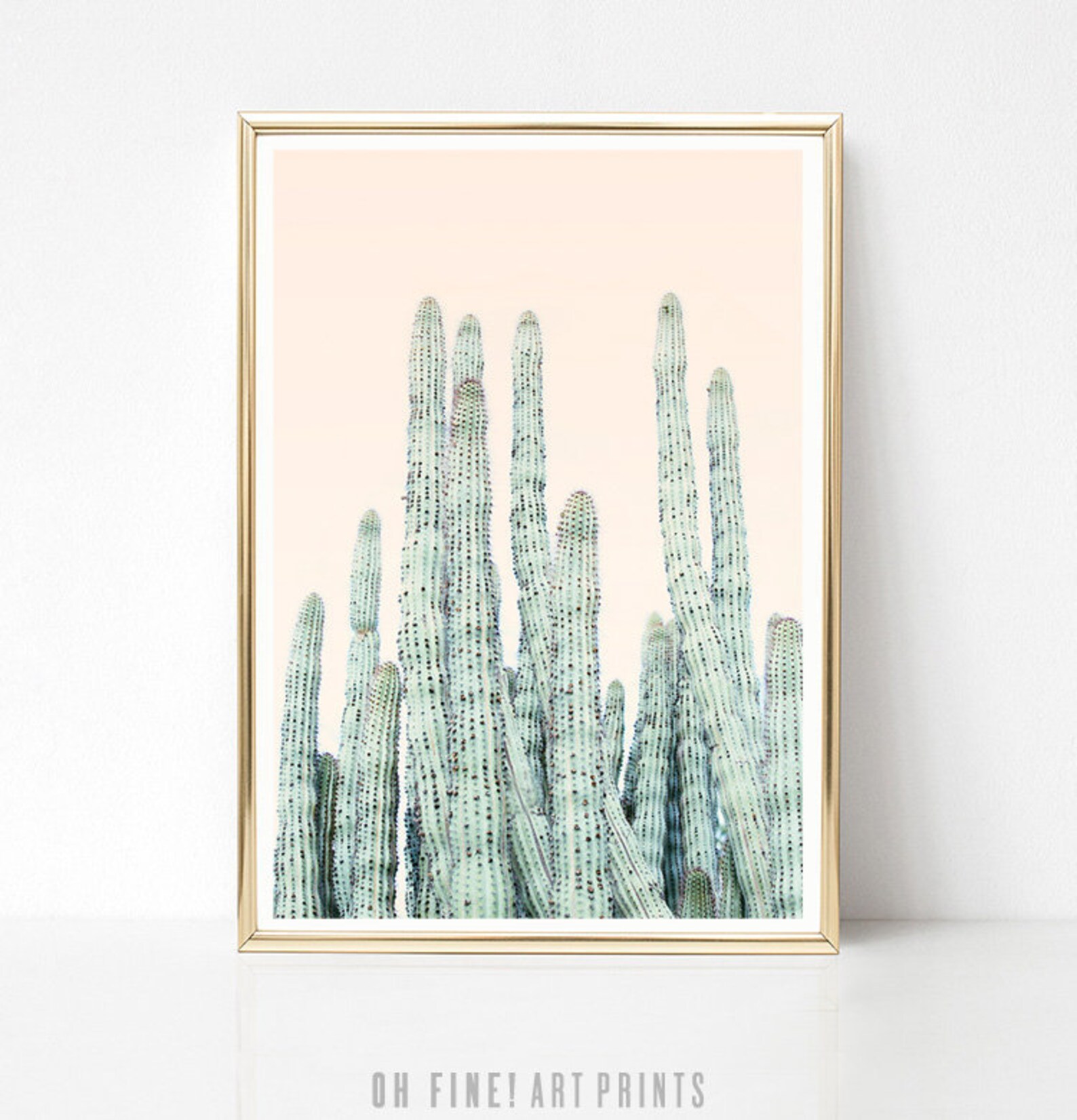 Blush Pink Cactus Print Printable Wall Art Large Wall Art Etsy