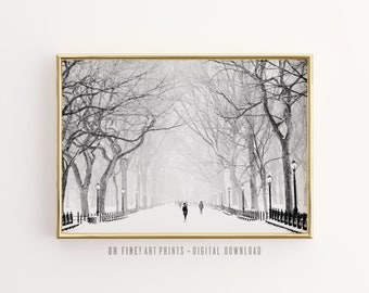 Central Park, New York City, Winter, schwarz weiß Drucke, druckbare Wandkunst, New York Druck, Sofort Download, Digitaldrucke