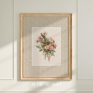 Pink Roses Art Print, Floral Cottagecore Decor, Vintage Spring Botanical Wall Art, French Country Printable Art, Digital Download A289