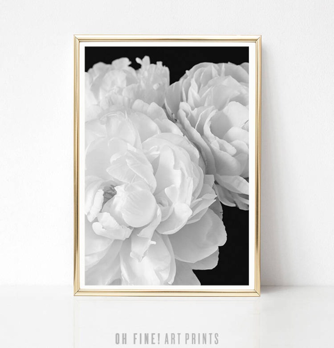 Flower Print Printable Art Black and White Prints Floral - Etsy