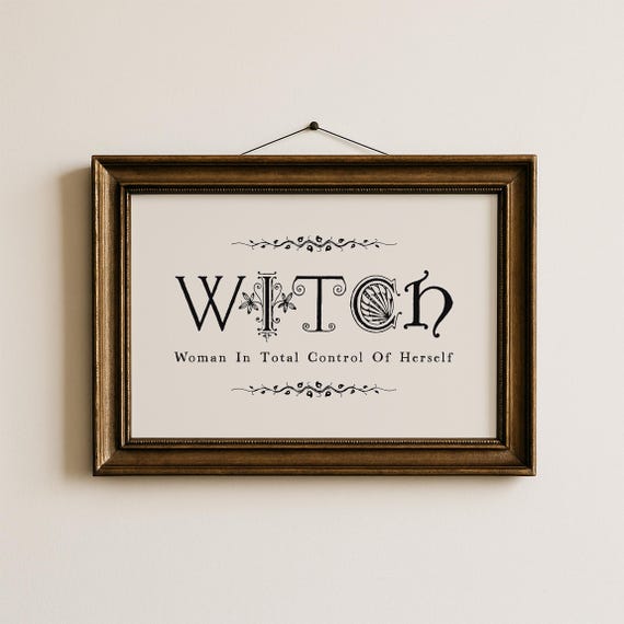 Witch Definition Print, Feminist Wall Art, Witchy Dark Academia Wall Decor, Whimsigoth Printable Download A432