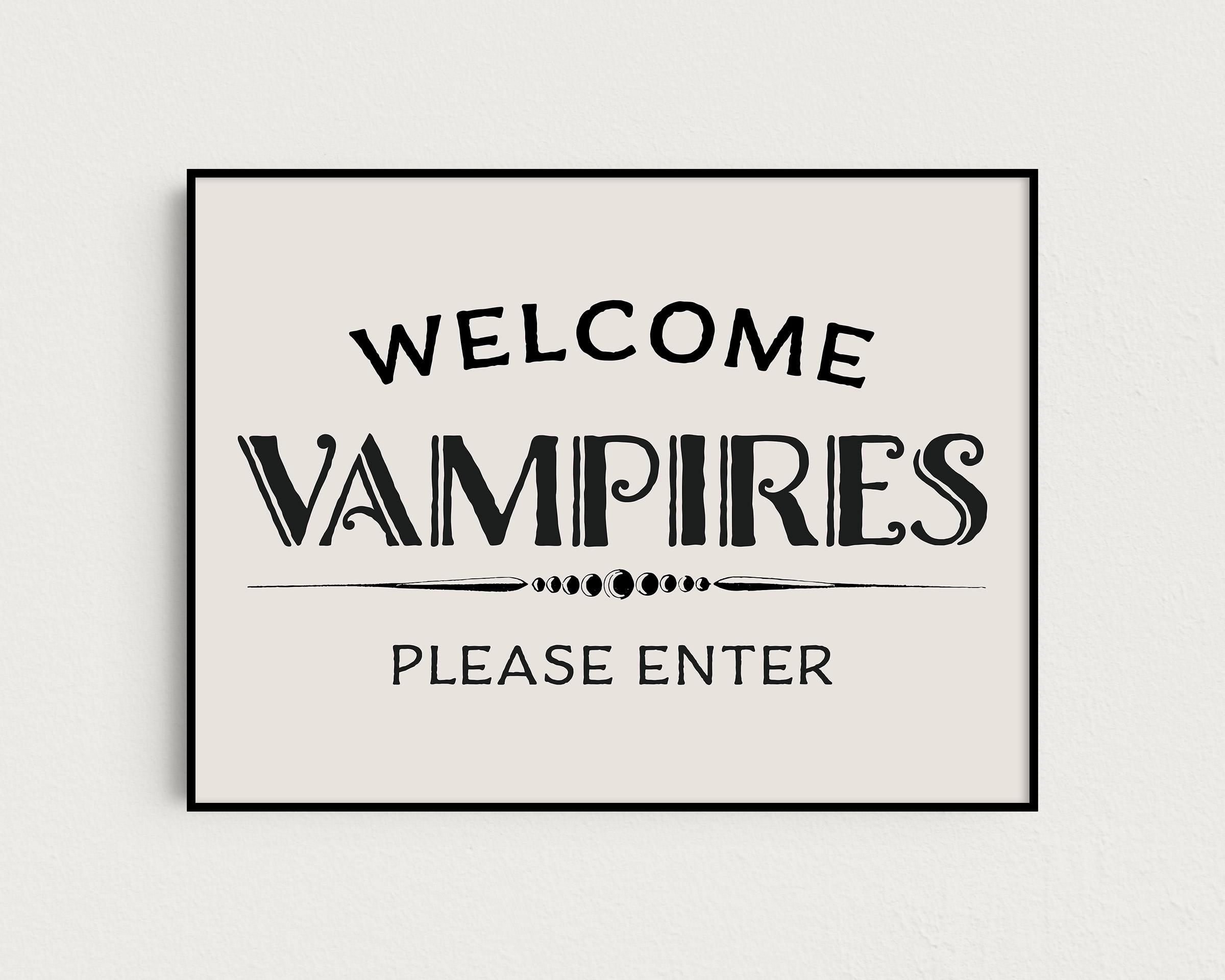 Welcome Vampires Halloween Printable Sign, Funny Rustic Gothic Decor ...