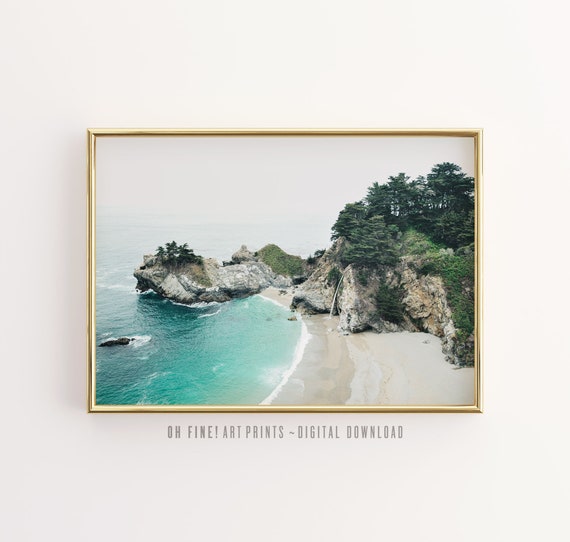 Big Sur Art Print, California Digital Print, Beach Print Download, Beach Decor, Coastal Wall Art, Printable Wall Art, Horizontal Poster