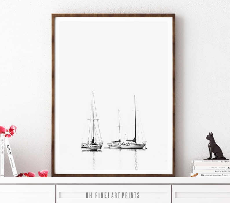 Sailing Wall Art Set of 2 Prints Sailboat Prints Black and | Etsy