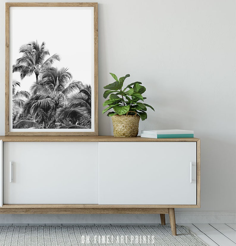 Tropical Wall Art Prints Palm Tree Print Black and White Etsy