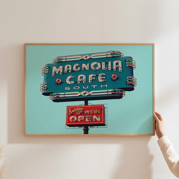 Printable Retro Kitchen Decor, Mid Century Modern Cafe Sign Photography Print, Trendy Wall Art, Vintage Aesthetic Digital Download A211