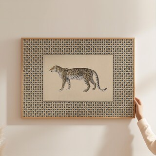 Stampa Su Tela Leopardo Vintage Con Fiore E Corona - Quadro Animali Selvatici 40x61 Cm, Senza Cornice, Decorazione Da Parete Originale