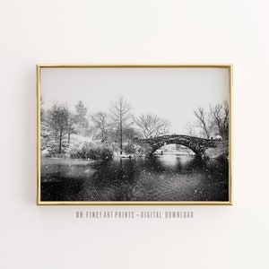 Printable New York Wall Art, Central Park Winter, NYC Black and White Prints, New York City Travel Photography Download, Digital Prints