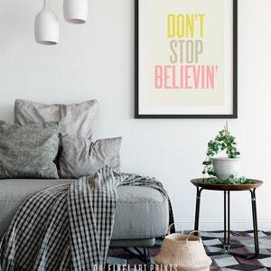 Don't Stop Believin' Printable Quote Poster, Motivational Quote Print, Music Wall Art, Dorm Decor, Vertical Wall Art, Digital Download image 5