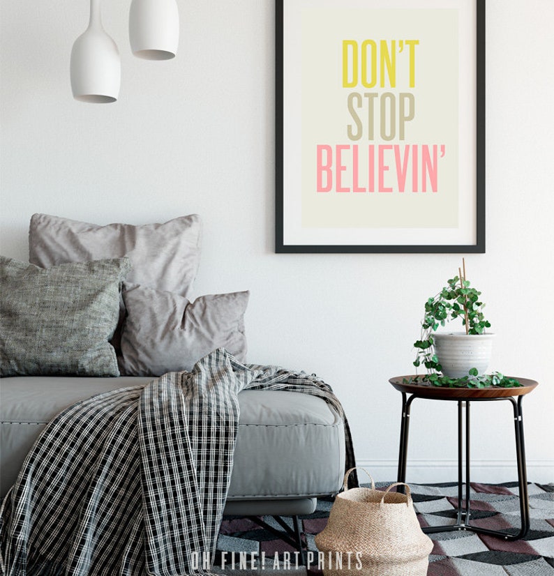 Don't Stop Believin' Printable Quote Poster, Motivational Quote Print, Music Wall Art, Dorm Decor, Vertical Wall Art, Digital Download image 5