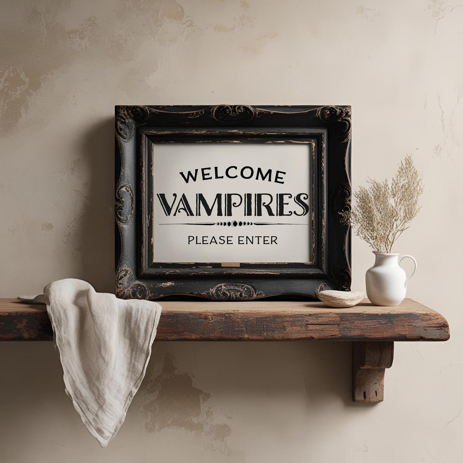 Welcome Vampires Halloween Printable Sign, Funny Rustic Gothic Decor ...