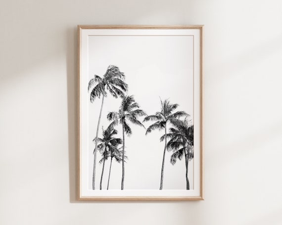 Palm Tree Print, Tropical Wall Art Prints, Large Art, Black and White Prints, PRINTABLE Art, Hawaii Poster, Minimalist Palm Tree Wall Art