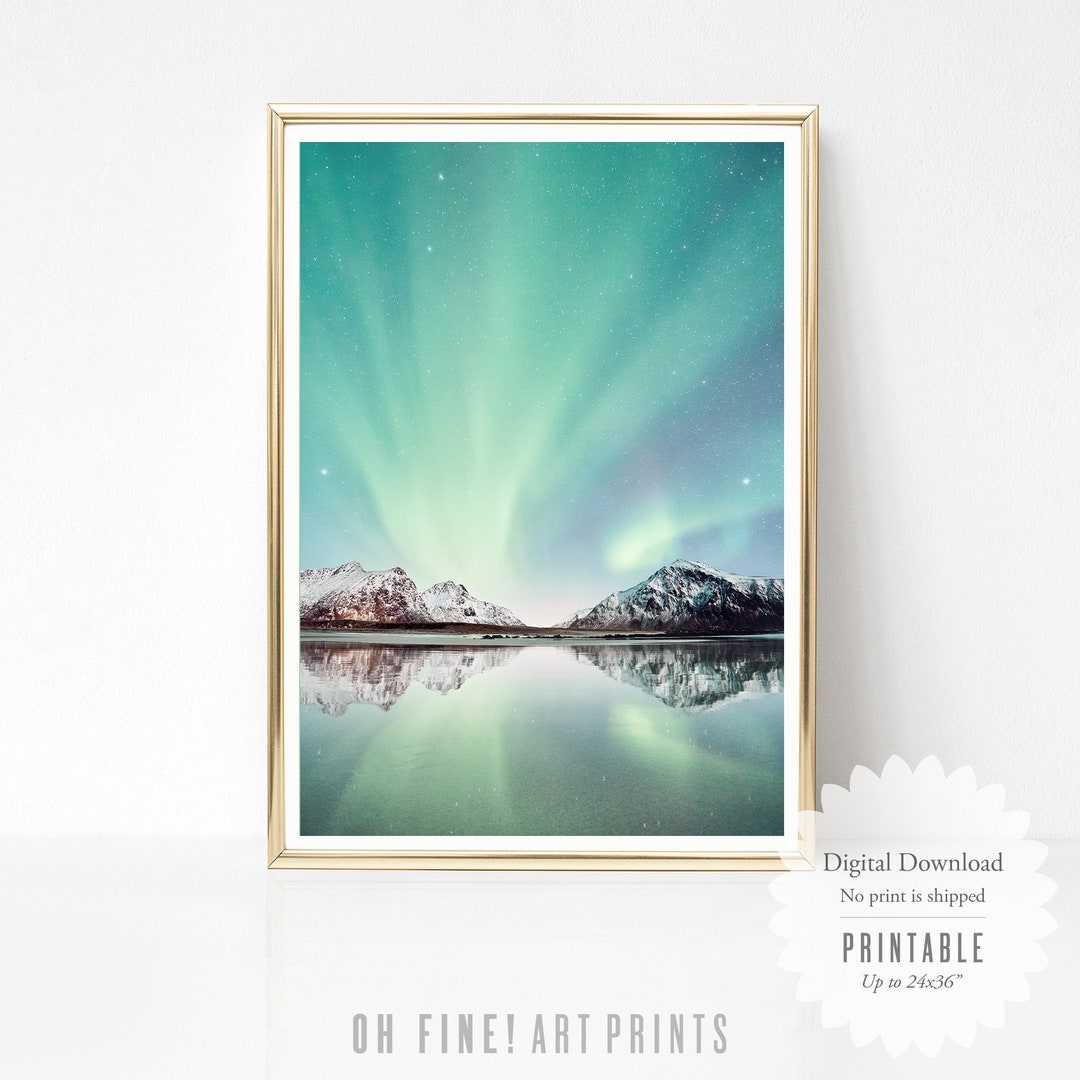 Northern Lights Print Digital Download Celestial Print Etsy