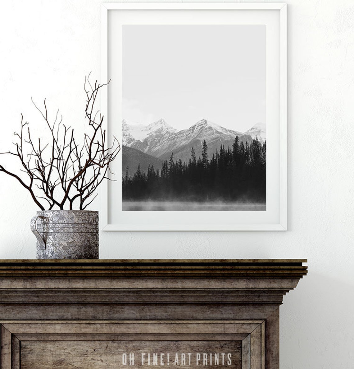 Mountain Print Black and White Print Mountain Art Print - Etsy
