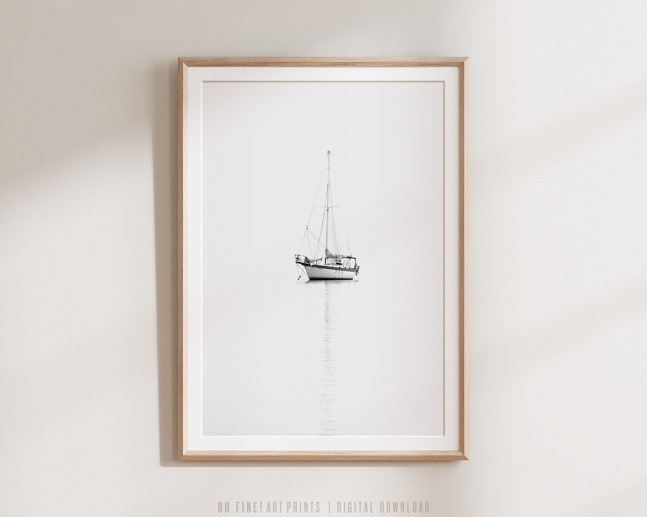 Sailboat Print, Black and White Print, Printable Wall Art Prints ...