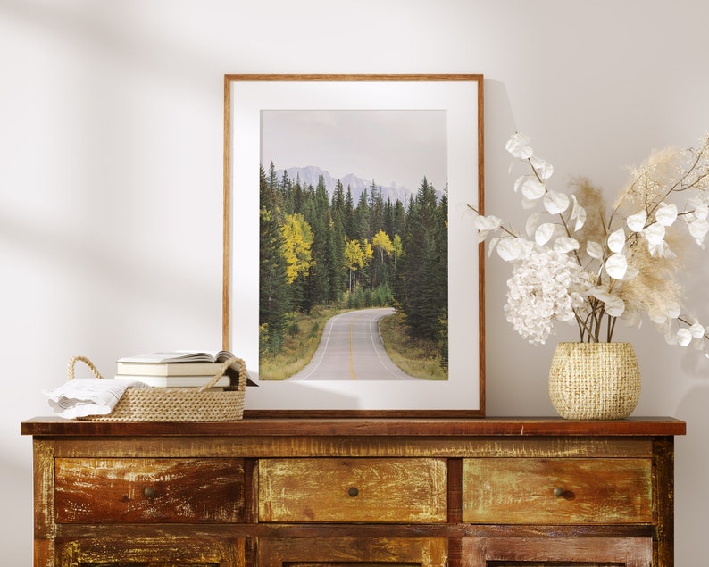 Open Road Print, Printable Wall Art, Rustic Decor, Landscape Photography, Mountain Wall Art, Wanderlust, Autumn Landscape Print image 3