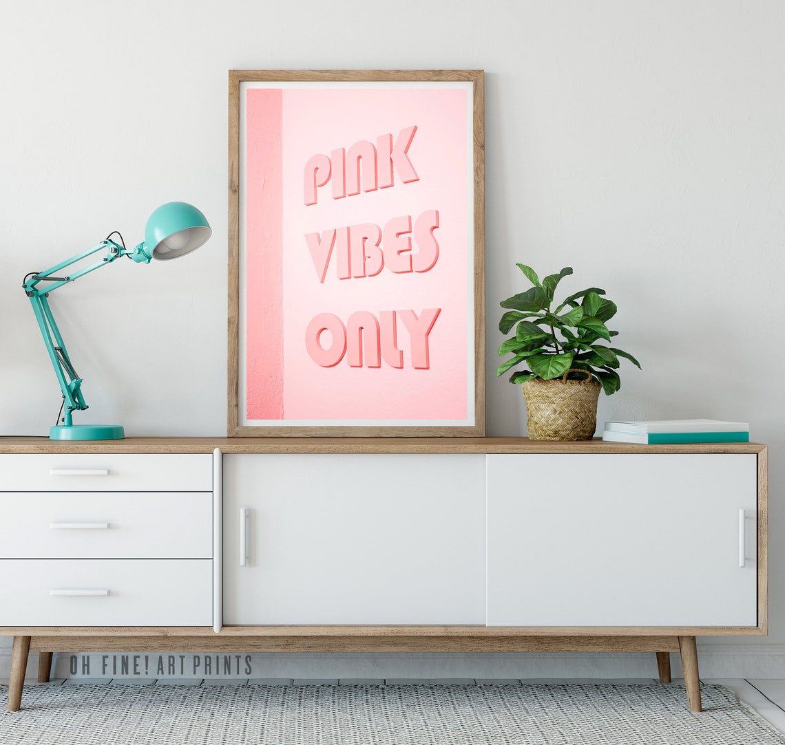 Pink Vibes Only Printable Quote Poster Blush Pink Wall Art Etsy UK