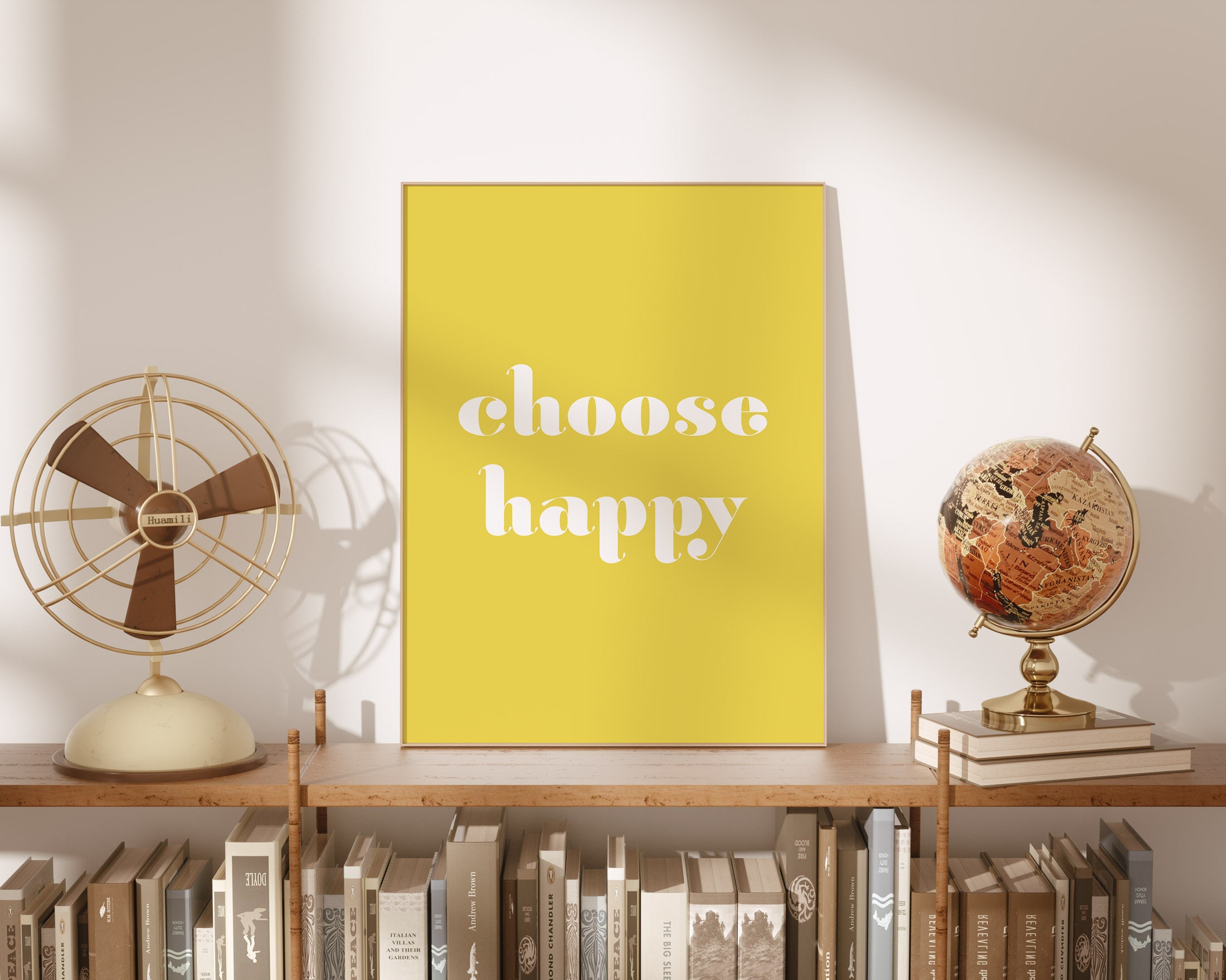 Choose Happy Print, Yellow Wall Art, Prints, Dorm Wall Art ...