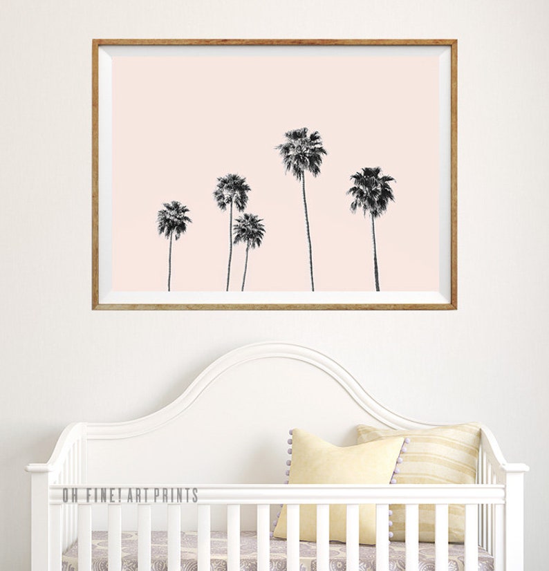 Blush Pink Palm Tree Print Printable Art Palm Tree Wall Art Etsy