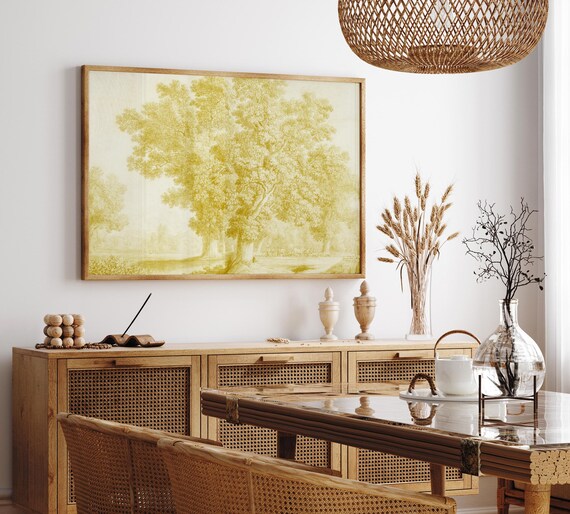 Vintage Landscape Print, Shabby French Country Style Decor