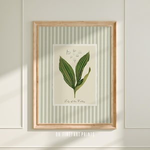 Lily of the Valley May Birth Month Flower Print, Printable Vintage Floral Decor, Rustic Sage Cottagecore Wall Art, Digital Download A324