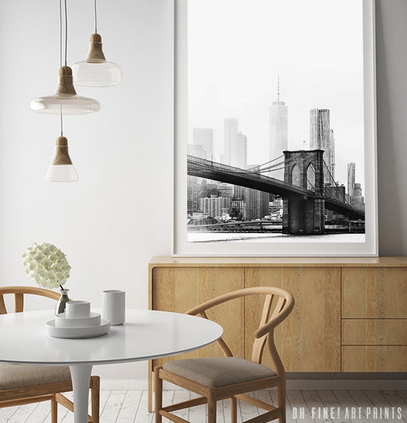 New York Print, Impresión en blanco y negro, Arte imprimible, Póster de la  ciudad de Nueva York, NYC Skyline, Puente de Brooklyn, Descarga digital,  Arte de pared grande -  México