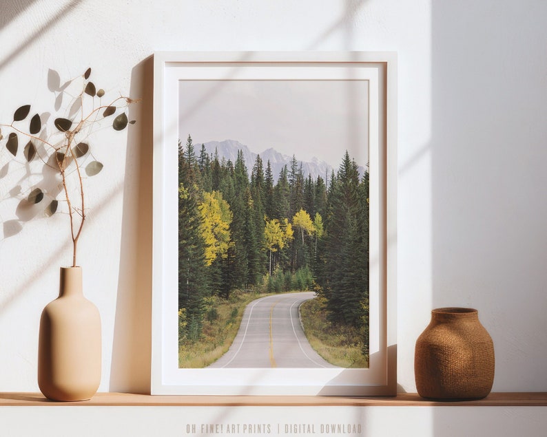 Open Road Print, Printable Wall Art, Rustic Decor, Landscape Photography, Mountain Wall Art, Wanderlust, Autumn Landscape Print image 1