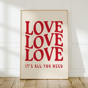 Liebe Poster, Valentinstag Dekor, trendige Funky Wandkunst, Retro Ästhetik Schlafzimmer Druck, Valentinstag druckbare digitale Datei A226