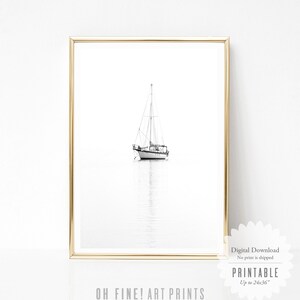Sailboat Print, Black and White Print, Printable Wall Art Prints ...