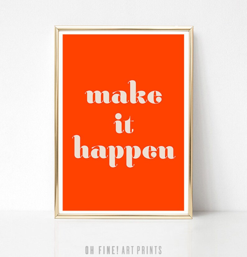 Make it Happen, Printable Quote, Dorm Decor, Motivational Quote Print, Red Typography Poster, PRINTABLE Wall Art, Office Decor image 6