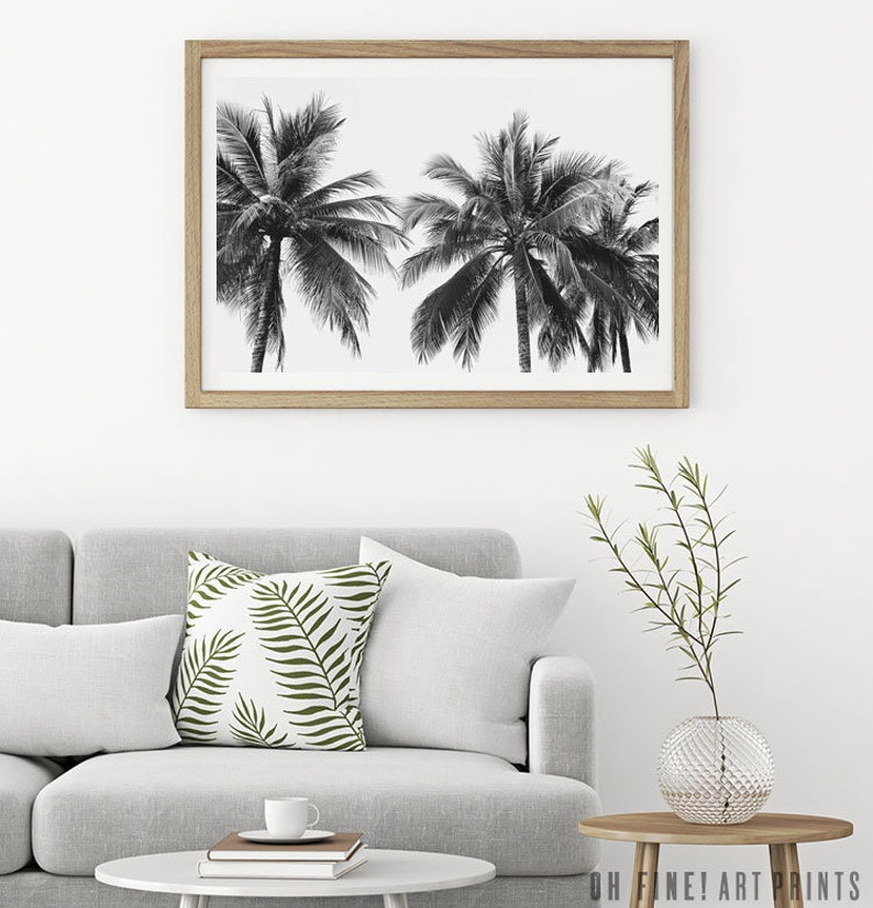 Palm Tree Print Black and White Print Wall Art Dorm Decor | Etsy