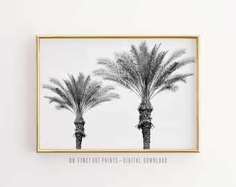 Palm Tree Print, Black and White Art Prints, Tropical Wall Art, Printable Art, Palm Tree Art, Beach Print, Minimalist Modern Poster Download