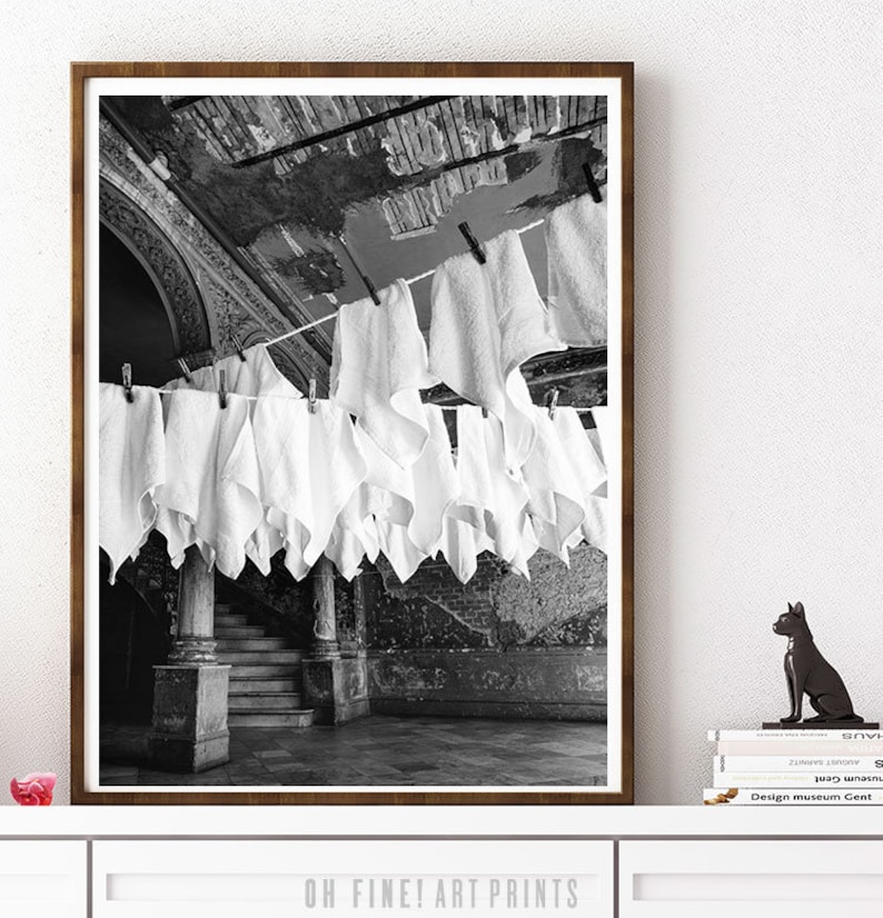 Laundry Room Decor Black and White Prints Hanging Laundry Etsy