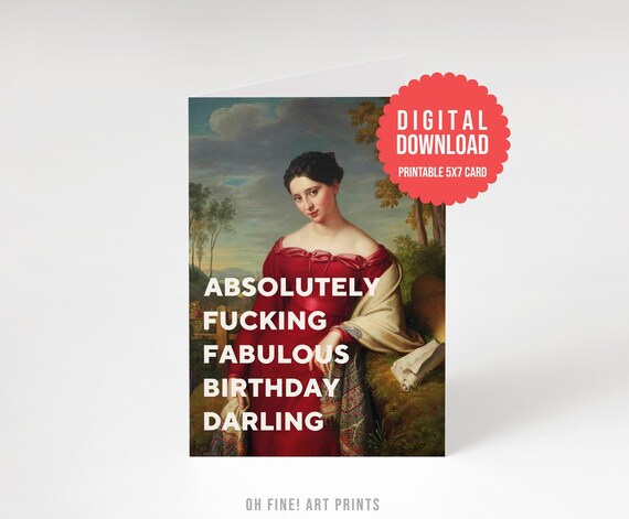 Funny Birthday Card for Her Print at Home Instant Digital - Etsy